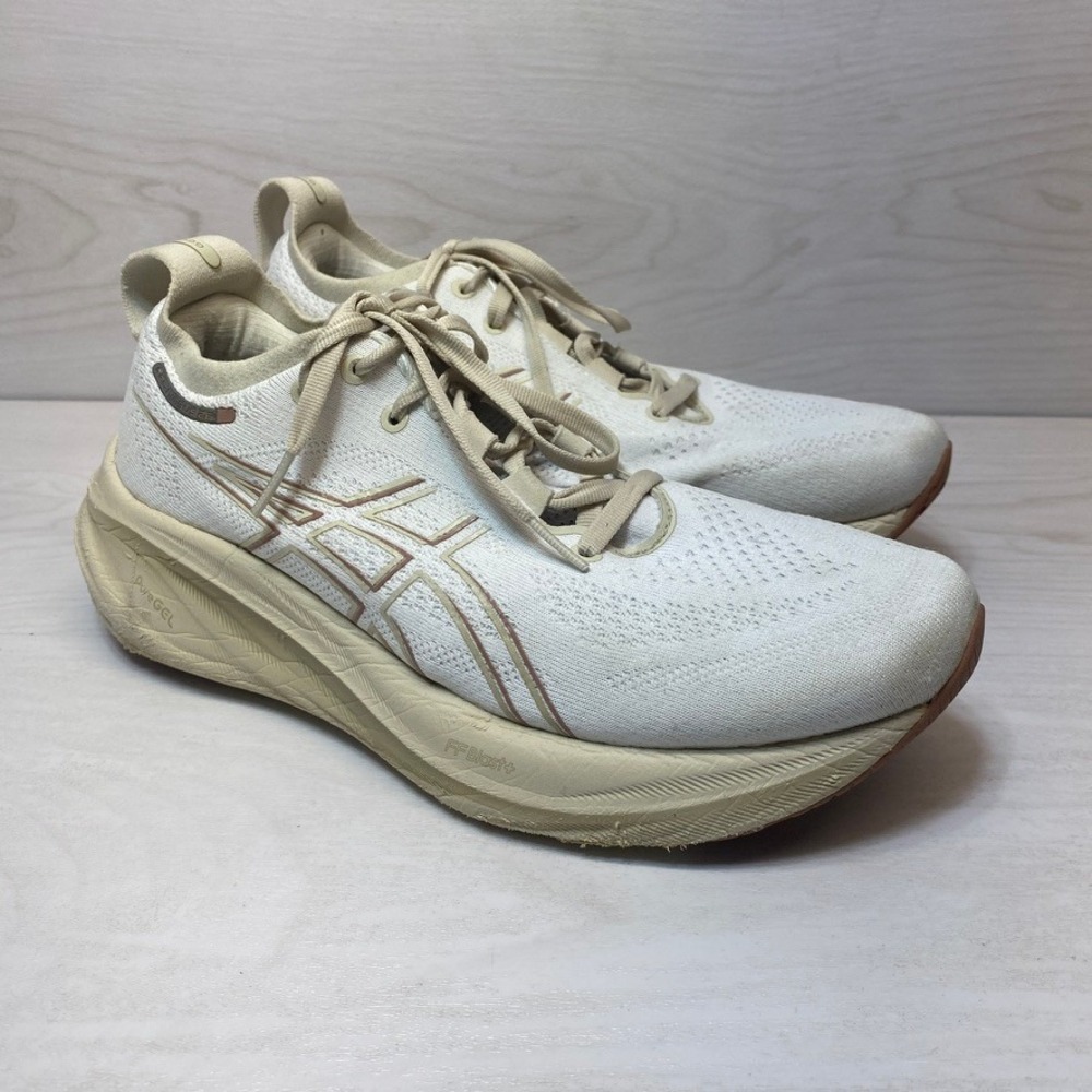 Asics Womens 8.5 Gel-Nimbus 25 Running Shoes White Cream Knit FF Blast+ 1012B623